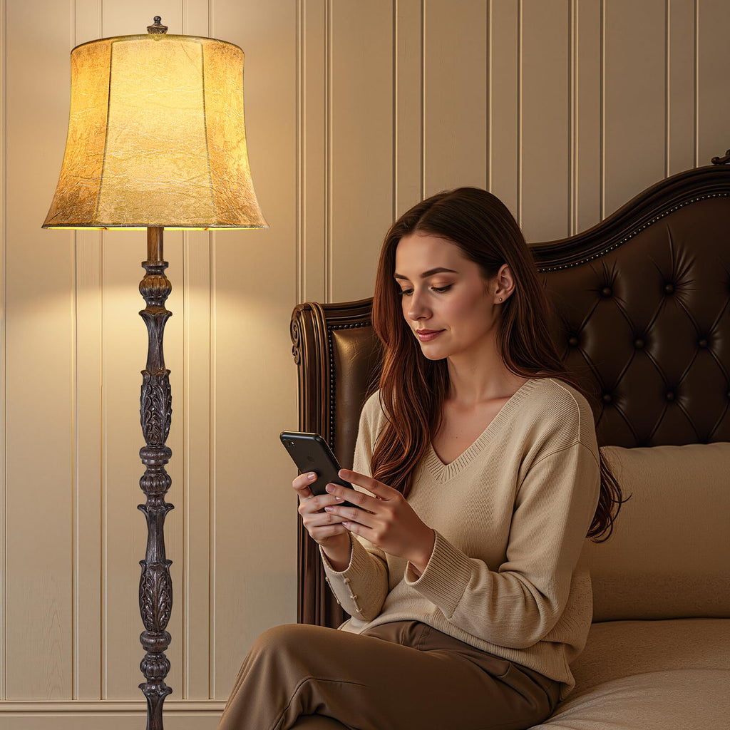 Vintage 66" Tall Floor Lamp Bedroom, Dark Brown