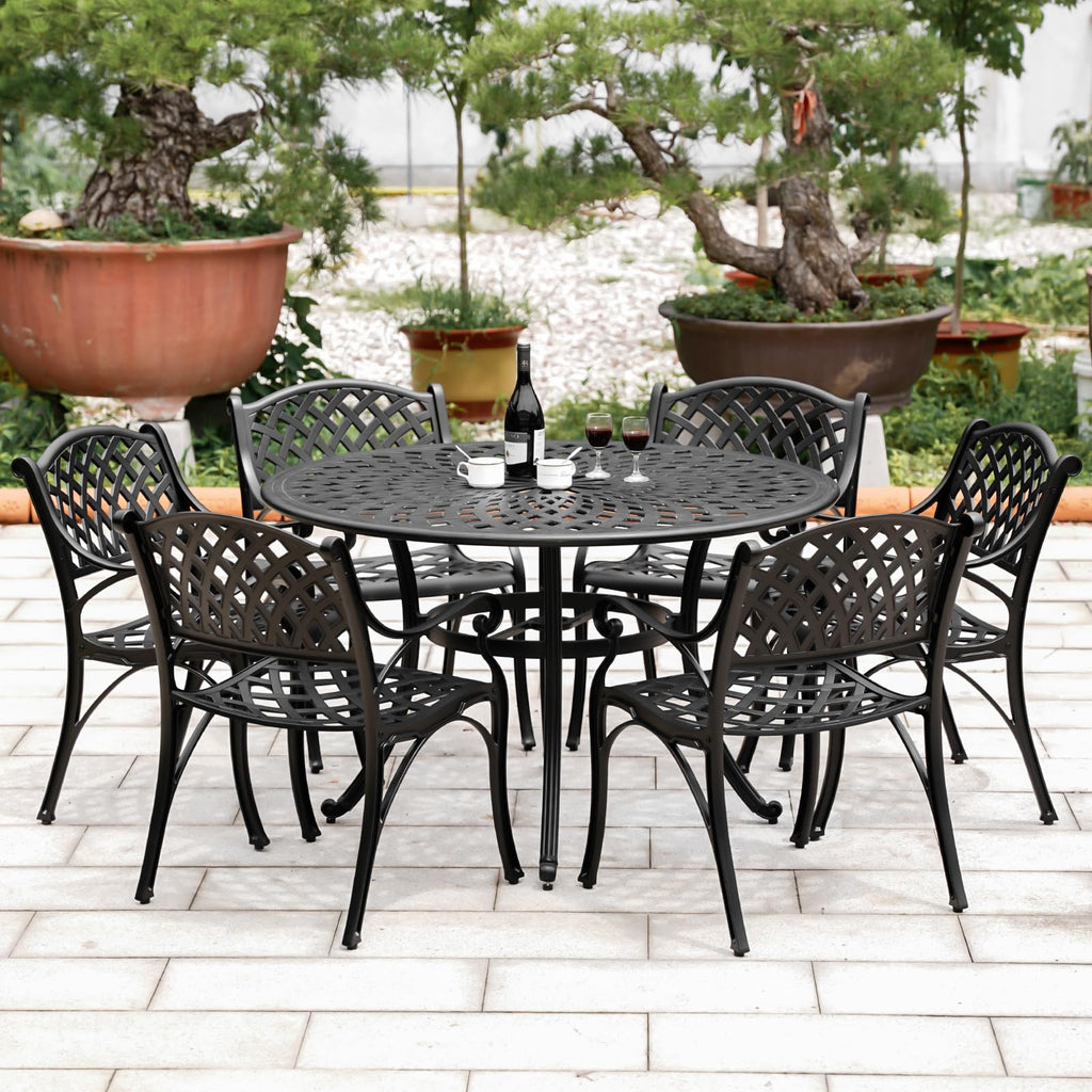 2 Piece Outdoor Cast Aluminum Dinning Chairs, Patio Bistro Chair Set with Armrests, Patio Dinning Chairs Furniture