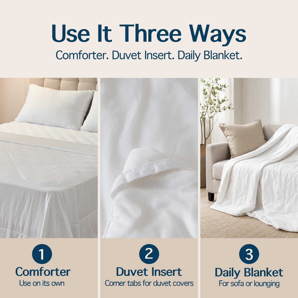 Lightweight Cooling Comforter, 100% Viscose from Bamboo Shell and Fill, Breathable Duvet Insert with Gentle Weight
