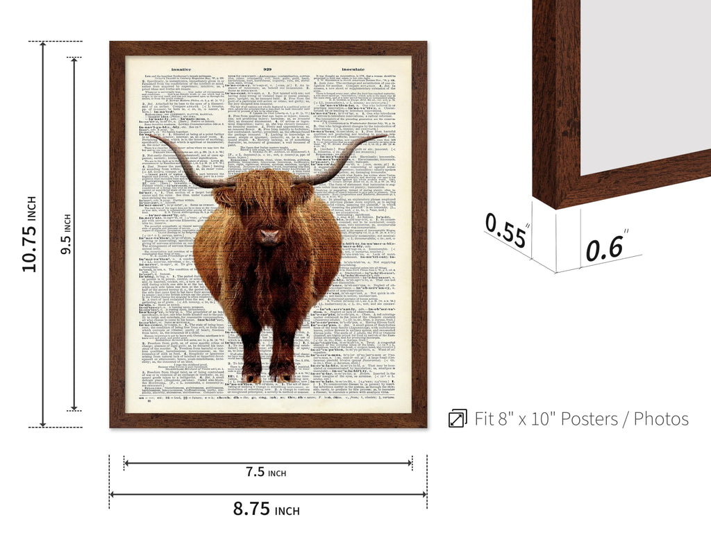 Highland Cow Print - Dictionary Poster - Animal Art - Gift for Men, Women & Animal Lover - Minimal Wall Decor - 8x10
