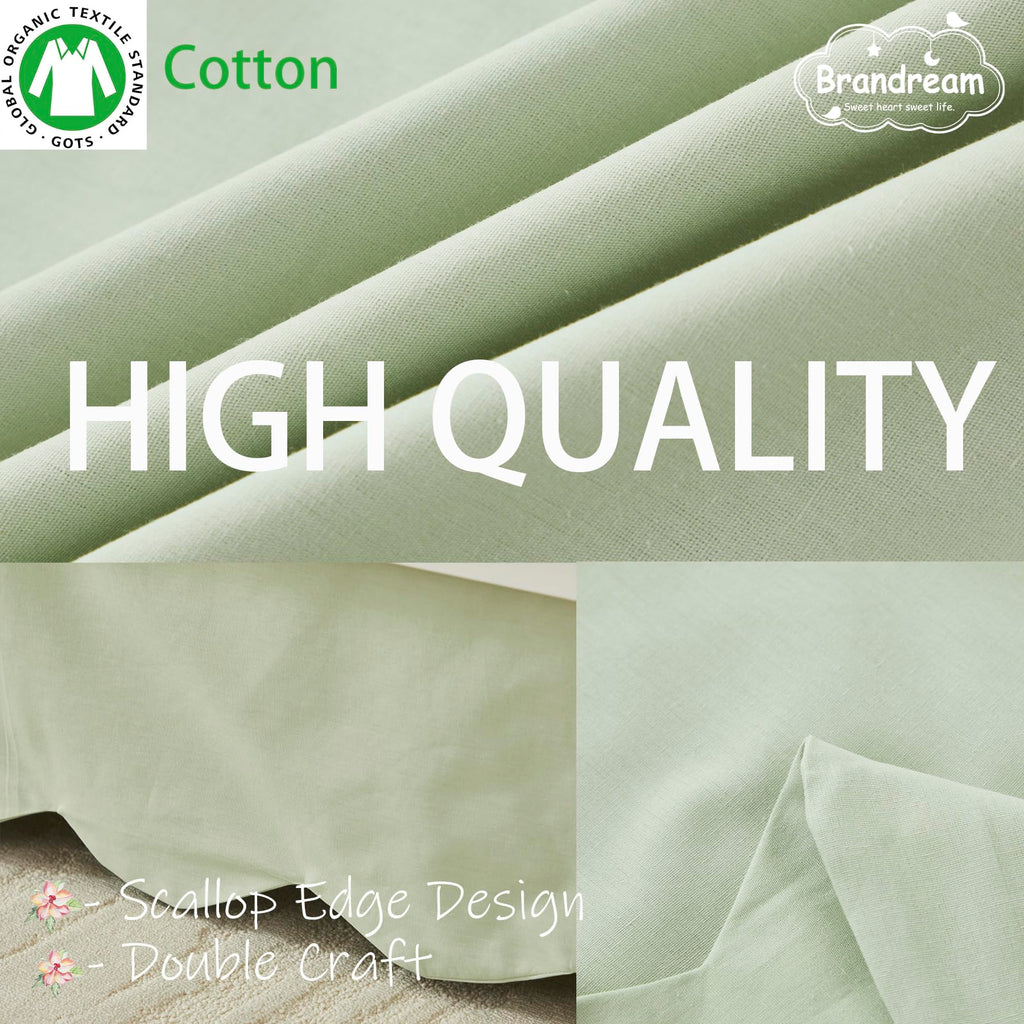 Scallop Edge Cotton Crib Skirt Toddler Bedskirt Baby Nursery Crib Bed Skirt Gender Neutral Solid Color Light Green