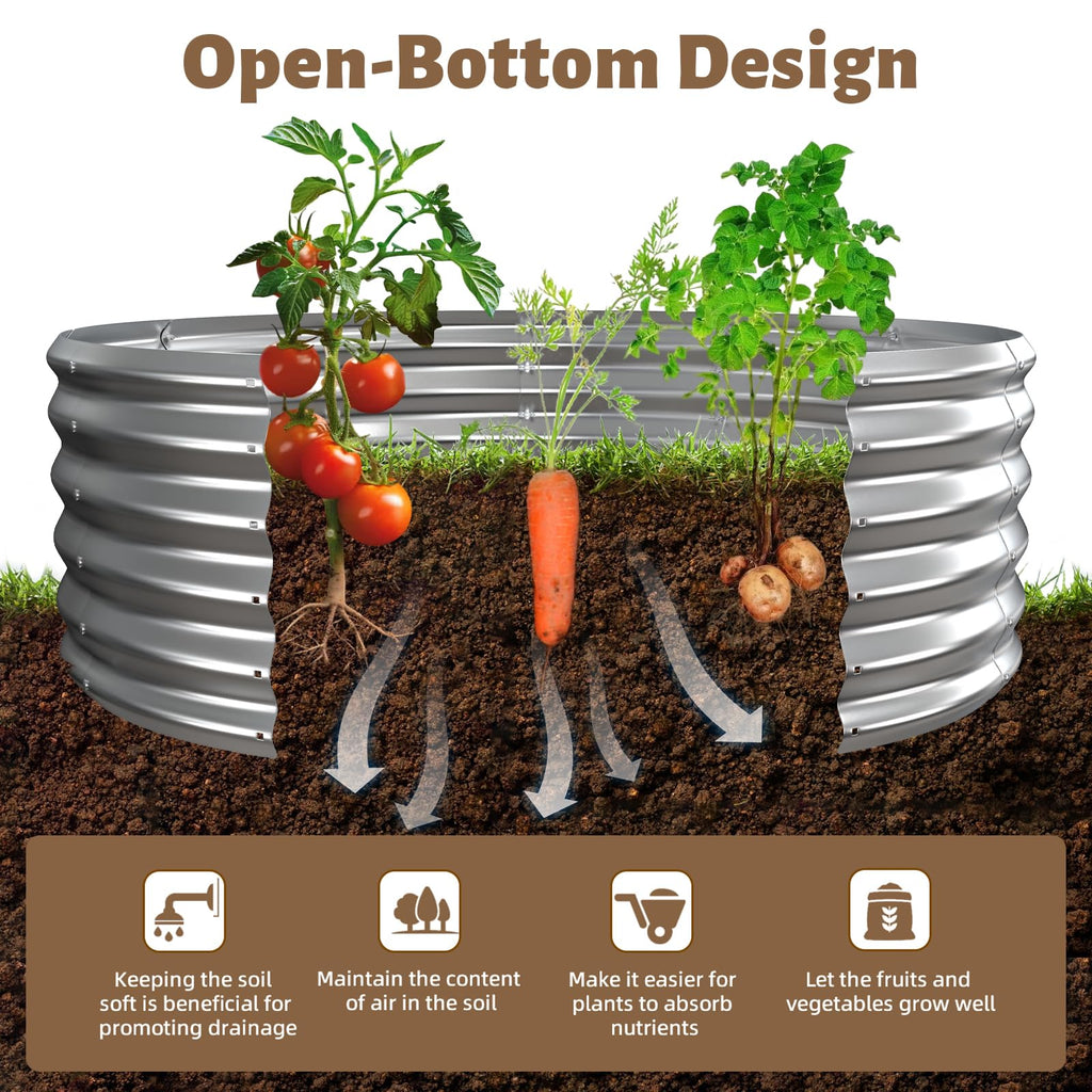 48" Round Galvanized Steel Fire Ring Pit/Raised Garden Bed Kit