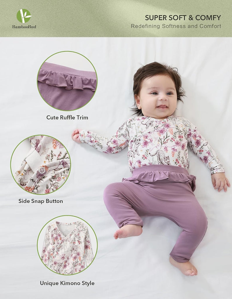 Girls Boys Clothes Set Long Sleeve Bodysuit with Pants Outfits Viscose from Bamboo Clothing Outfit