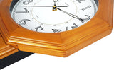 Traditional Luminous Schoolhouse Solid Wood Pendulum Wall Clock Chimes Hourly with Westminster Melody Chime Made in Taiwan (Natural Wood...