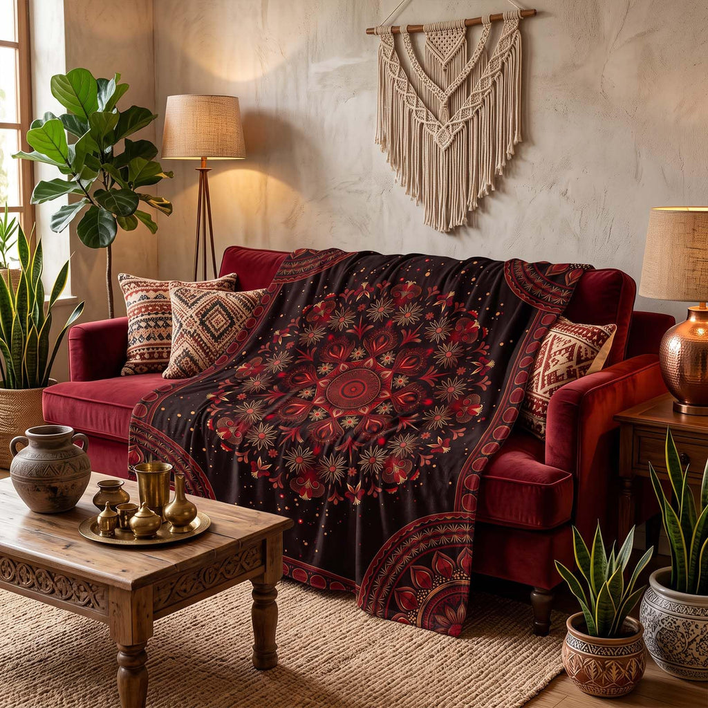 Boho Mandala Throw Blanket 50 x 60 Inch