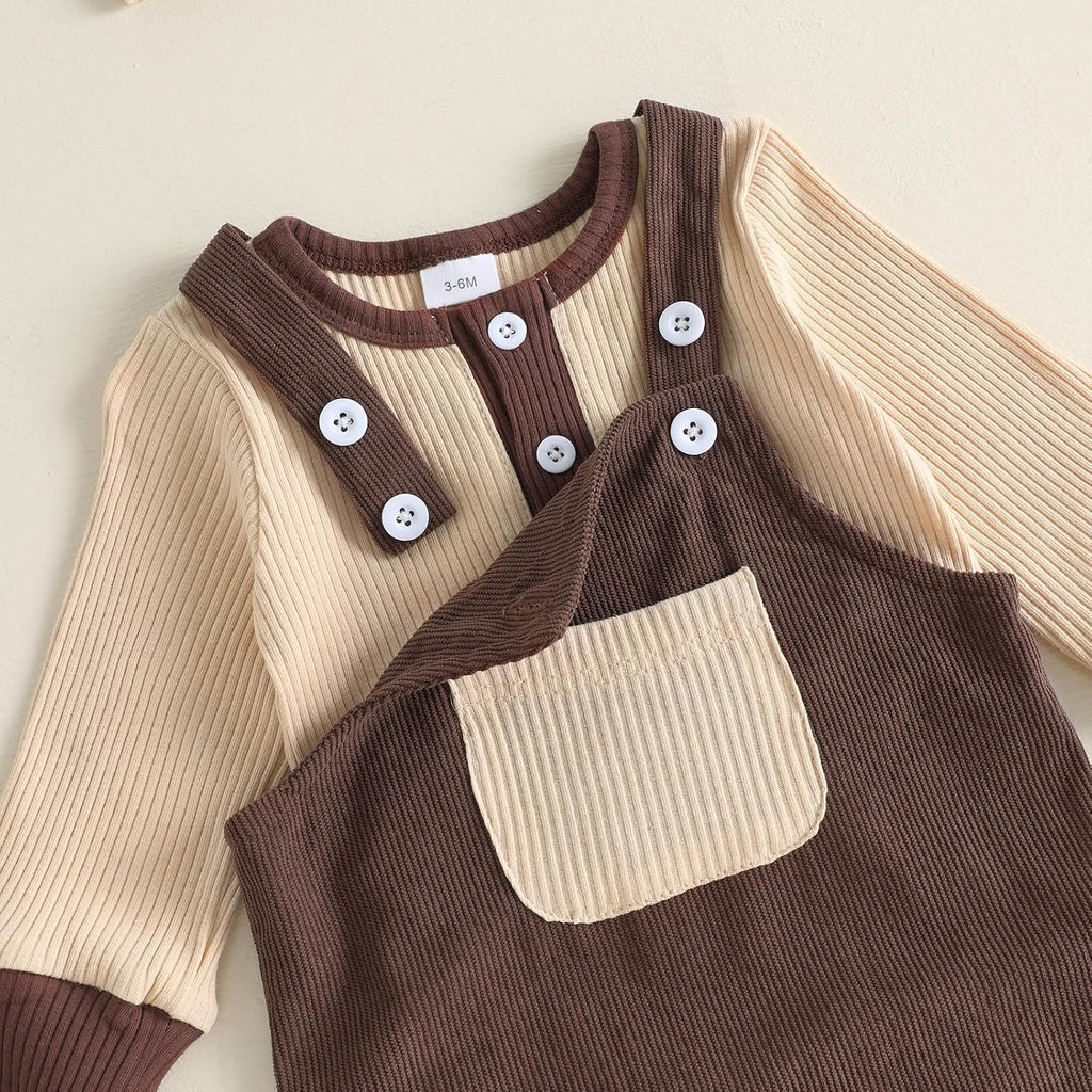 Baby Boy Clothes Corduroy Overalls & Knit Romper Fall Winter Outfits