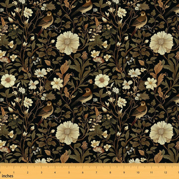 Dark Floral Fabric by The Yard Bird Floral Upholstery Fabric