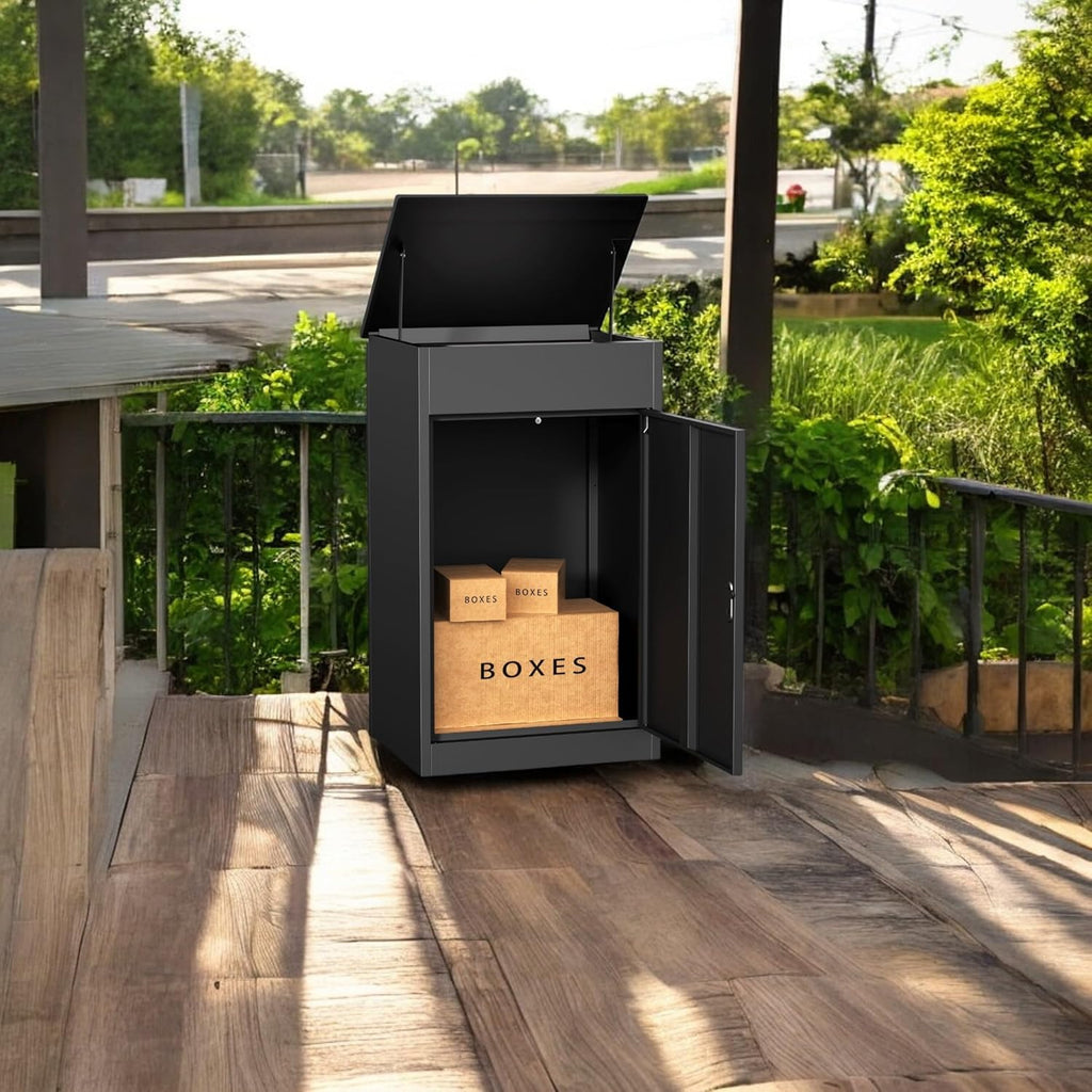 33.5Inch/85CM Express Package Delivery Boxes Large Space Black Parcel Drop Boxes with Lock