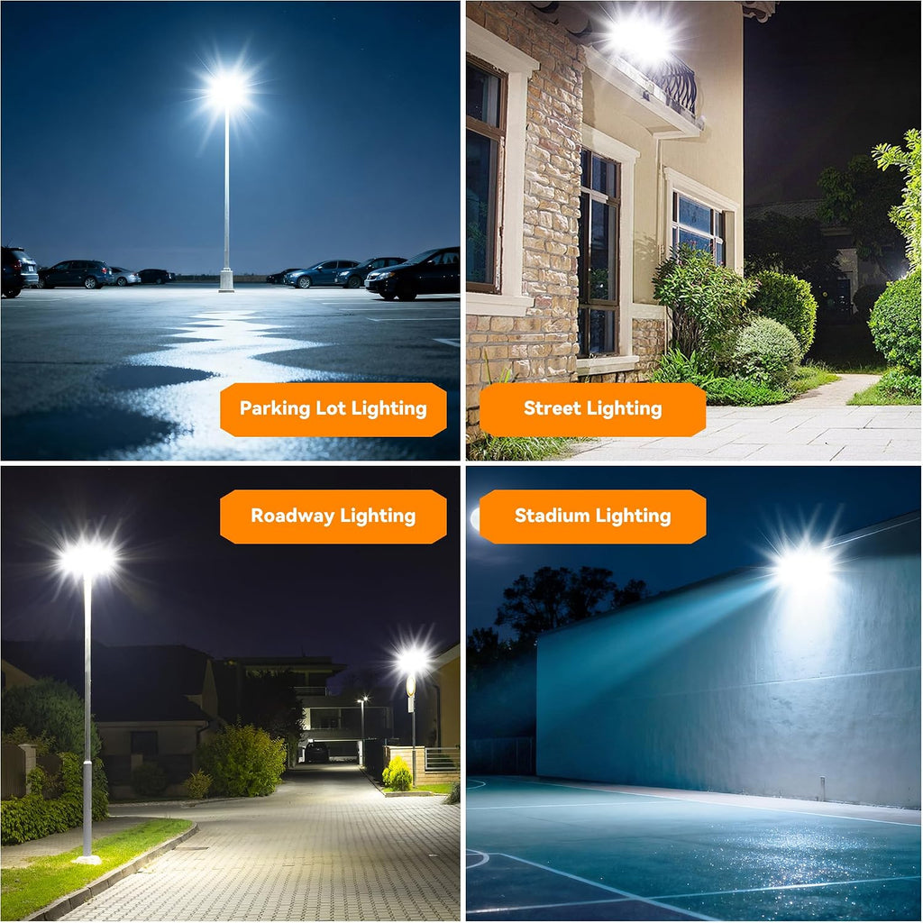 300W Upgraded LED Parking Lot Light with Photocell 45000lm 5000K, ETL, IP66 Waterproof Adjustable 3-Head Commercial