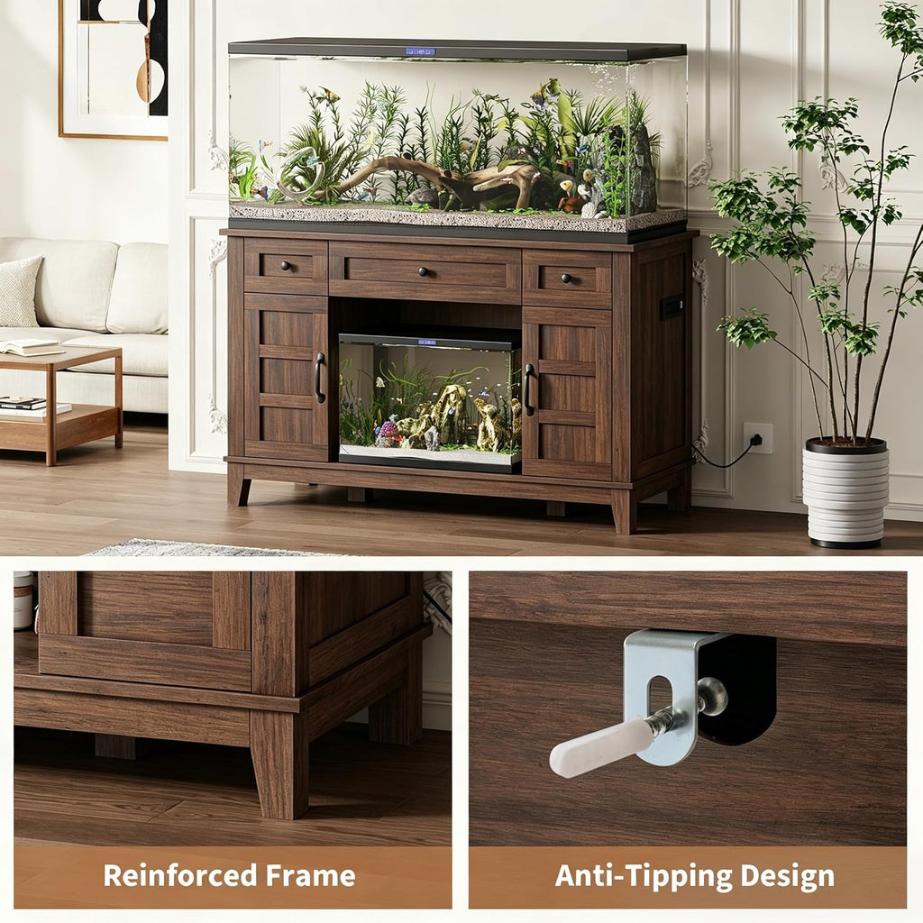 Fish Tank Stand with Power Outlet, 55 Gallon Aquarium Stand