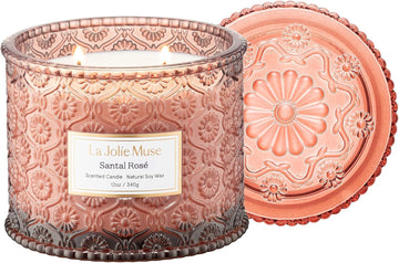 Santal Rosé Scented Candles, Natural Soy 2-Wick 12oz - Set of 12