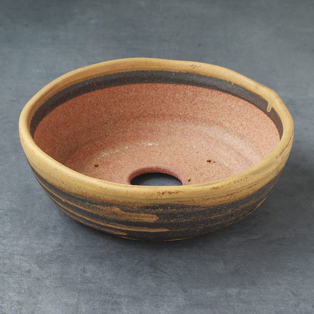 Shigaraki Series Yellow Dust Stripe Glazed Ceramic Bonsai Pot