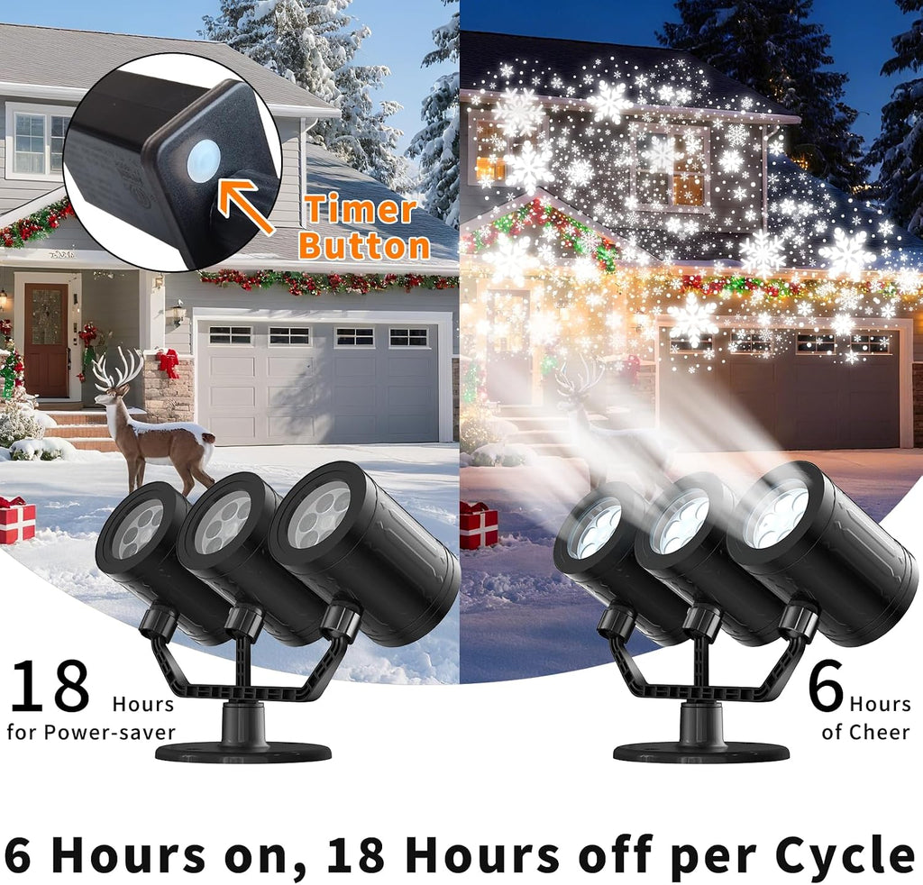Christmas Projector Lights Outdoor Waterproof Snowflake Projector & Timer
