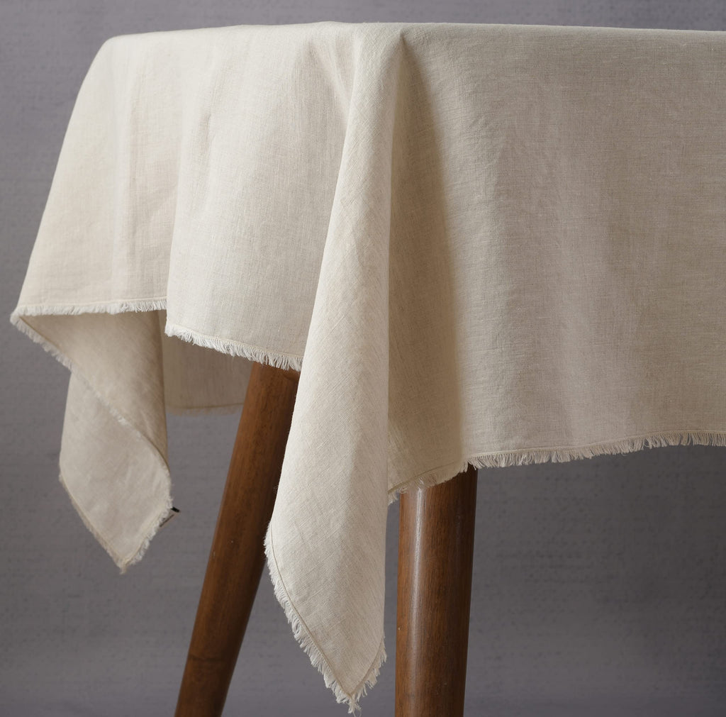 100% Pure Linen Tablecloths for Rectangle Tables with Fringe, 55x90 Inch Linen Table Cloth for Wedding, Party