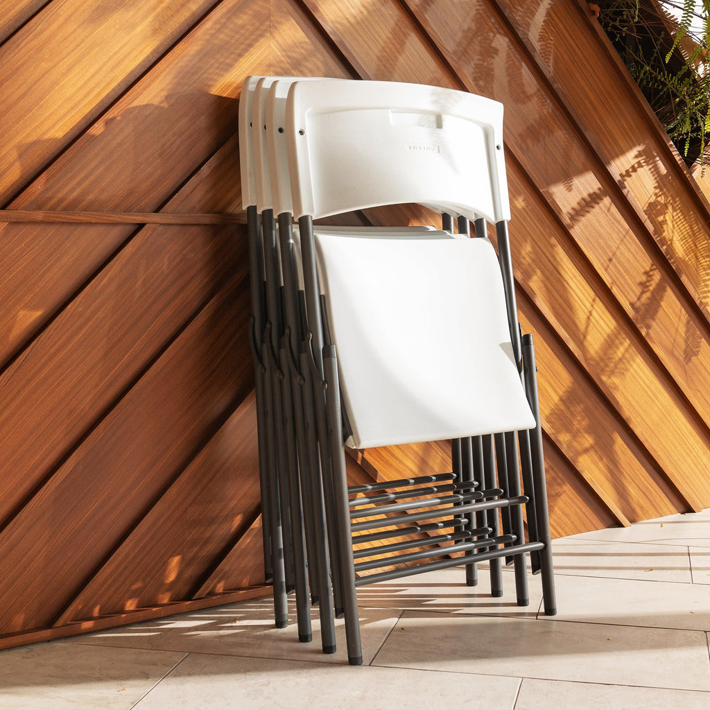 Light Commercial Folding Chair, White Granite with Gray Frame, 4 Pack