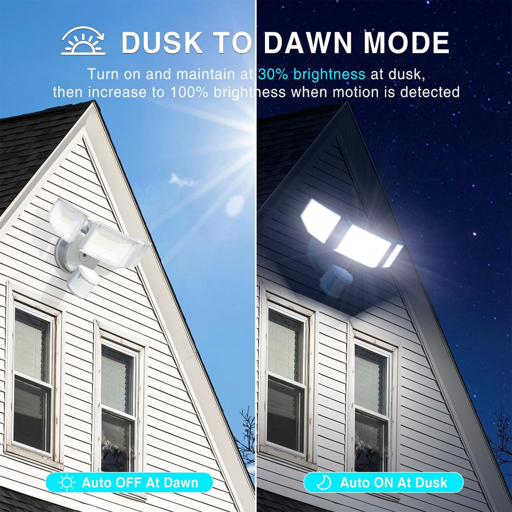 85W LED Security Lights Motion Sensor Light Outdoor, 8500LM Dusk to Dawn, IP65 Waterproof, 6500K, 3 Head Motion