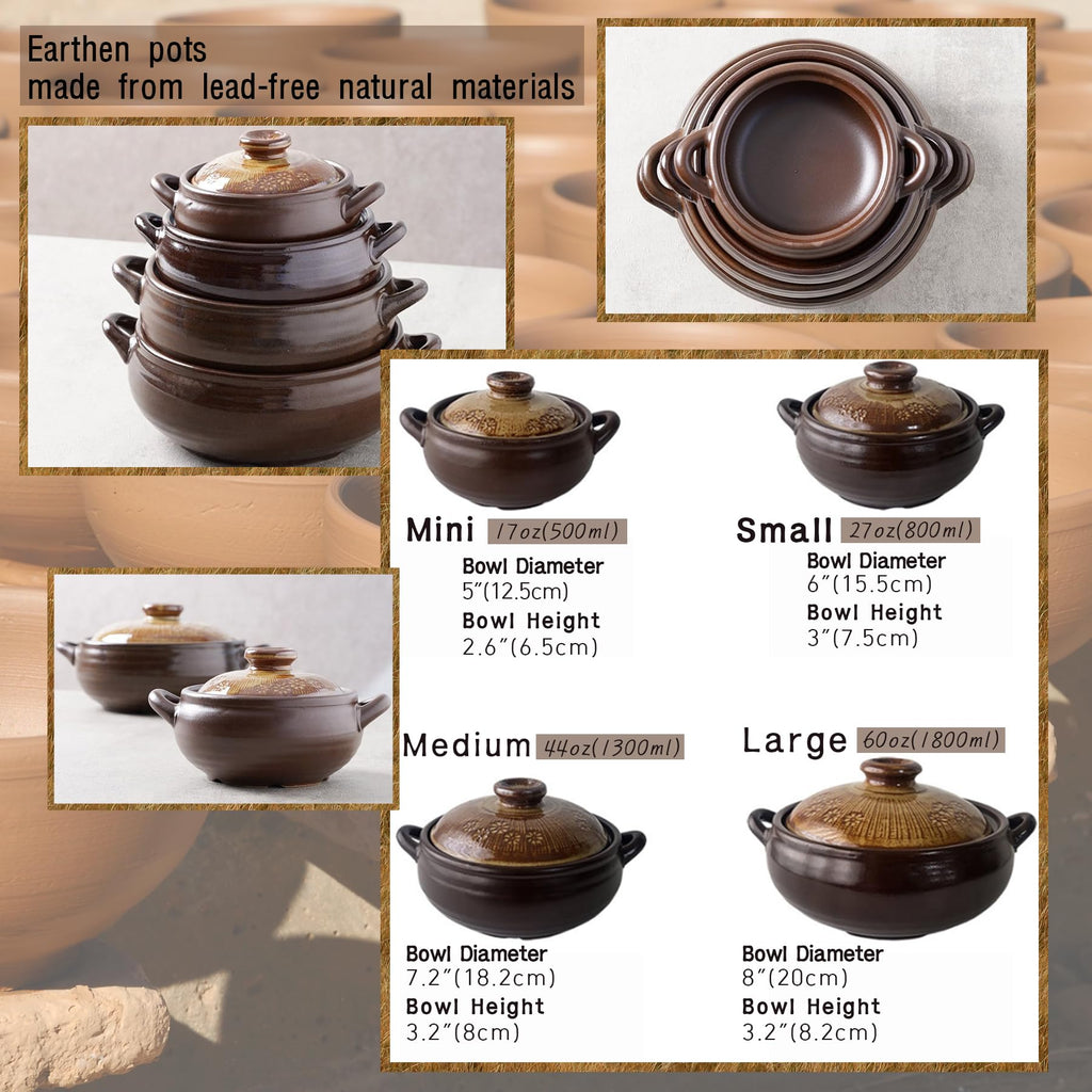 Korean Pot [Buncheong] MUD GLAZE Earthenware Ttukbaegi, Natural Ceramic Clay Cooking Pot Casserole, Heat Resistant