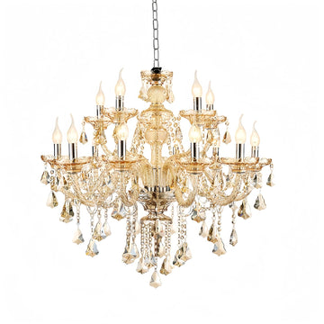 Modern Luxury K9 Crystal Chandelier, 12-Light Cognac Crystal Pendant Light,Candle Style Crystal lamp Lighting Fixture for Dining Room,Hotels, Hall Way, Bars, Restaurants (12 Lights) A110-B09BM3WMKD