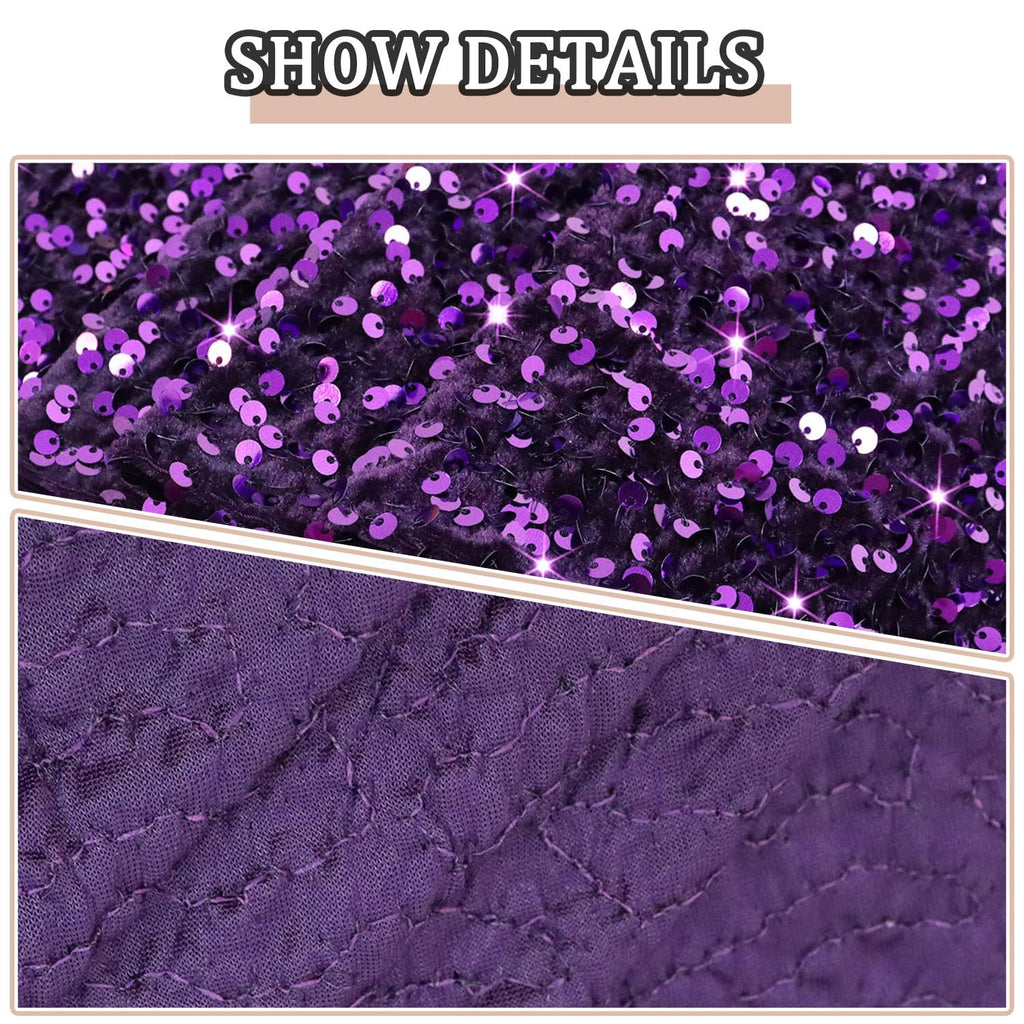 Purple Sequin Fabric by The Yard 5 Yards Velvet Sequin Fabric Metallic Mermaid Fabrics Glitter Material for Quilting