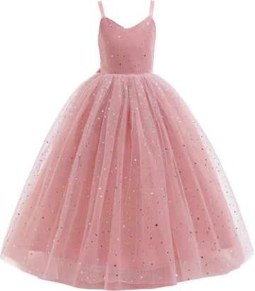 Princess Sparkle Tulle Dress Flower Girl Little/Big Girls Wedding Bridesmaid Dresses Pageant Party Ball Gown