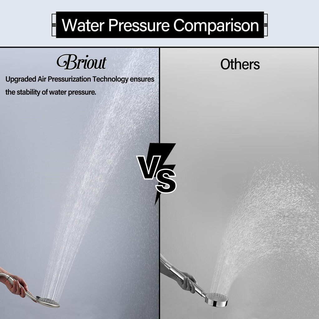 Handheld Shower Head High Pressure 5 Modes with Hose, Brushed Nickel