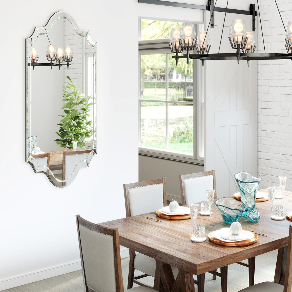Arch Large Mirror for Wall Decor with Clear Glass Frame, Beveled Edge, 24"x47" Living Room Decorative Mirror