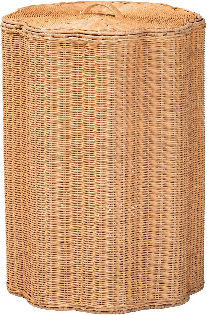 Danilo Natural Rattan Laundry Hamper - Handwoven Wicker Storage Basket for Laundry Room, Bathroom, or Bedroom