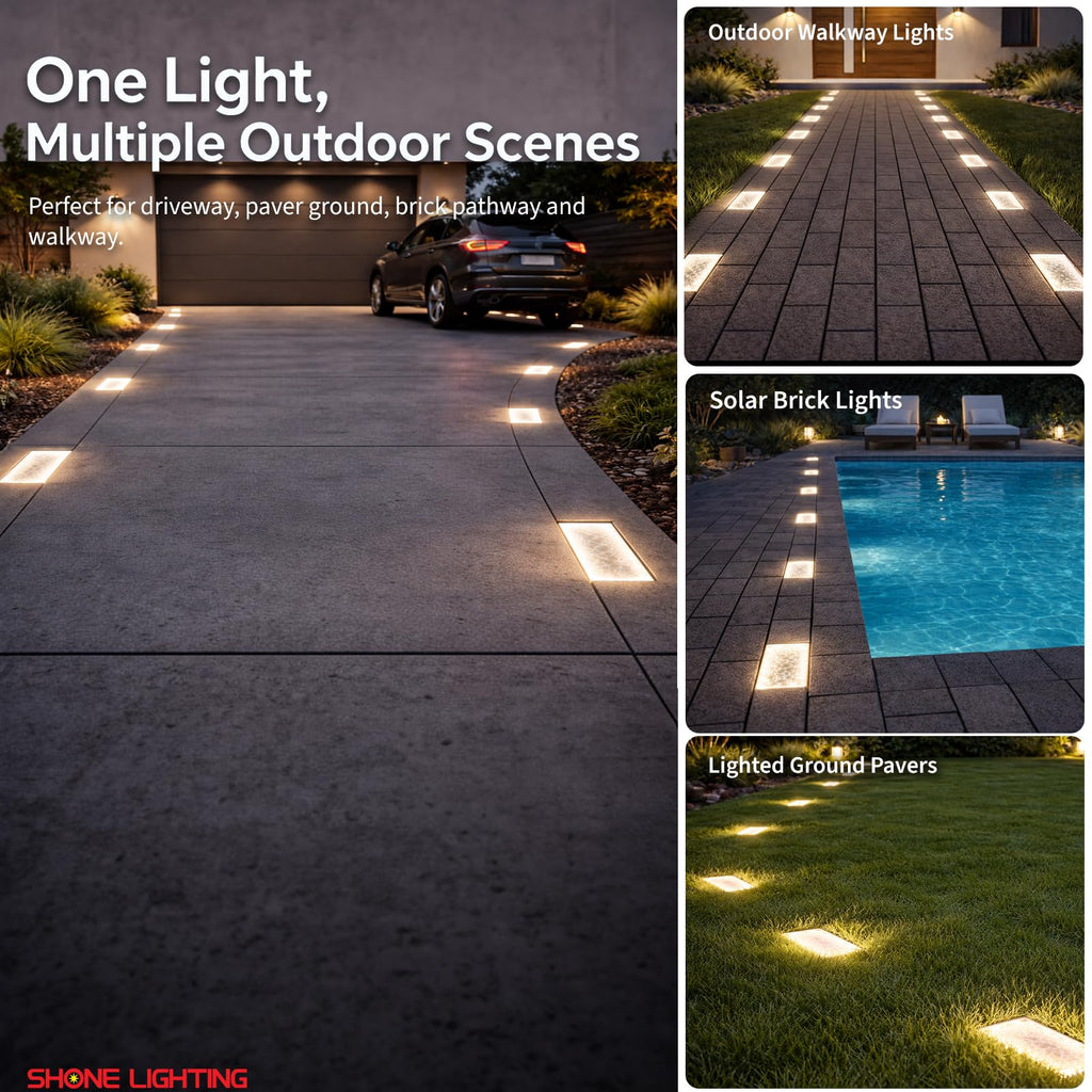 4x8 Solar Ground Lights, 3500K Paver Light, Warm White, 6Pack