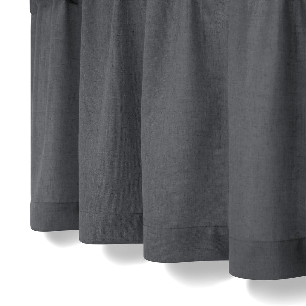 Dark Grey Valance for Window - 18 Inch Length, Light Filtering Sheer Linen Cotton Kitchen Valance, Small Window