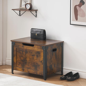 Storage Chest, Wooden Storage Trunk with Metal Frame, Entryway Shoes Bench, Large Storage Organizer, Modern Style