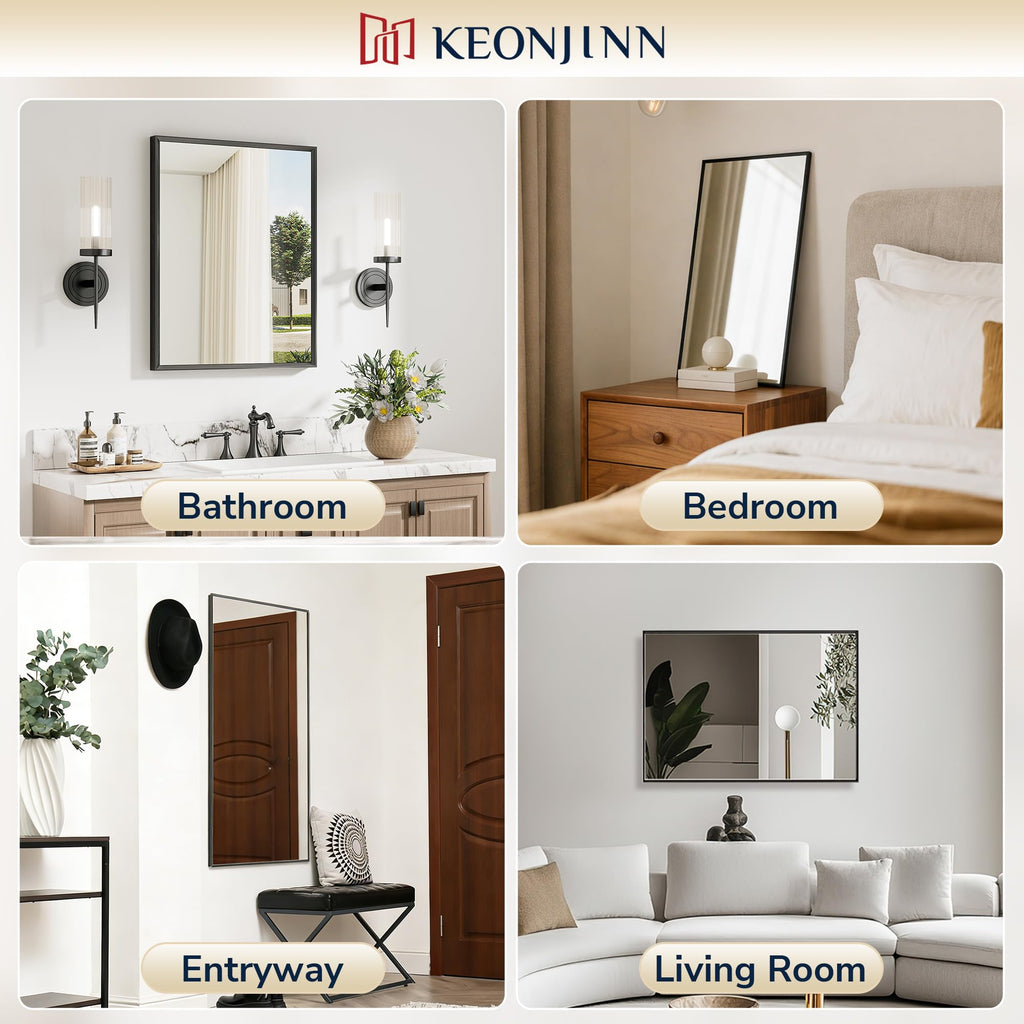 22 x 30 Inch Oil Rubbed Bronze Bathroom Mirrors for Over Sink, Rectangle Mirrors for Wall, Beveled Framed, Small