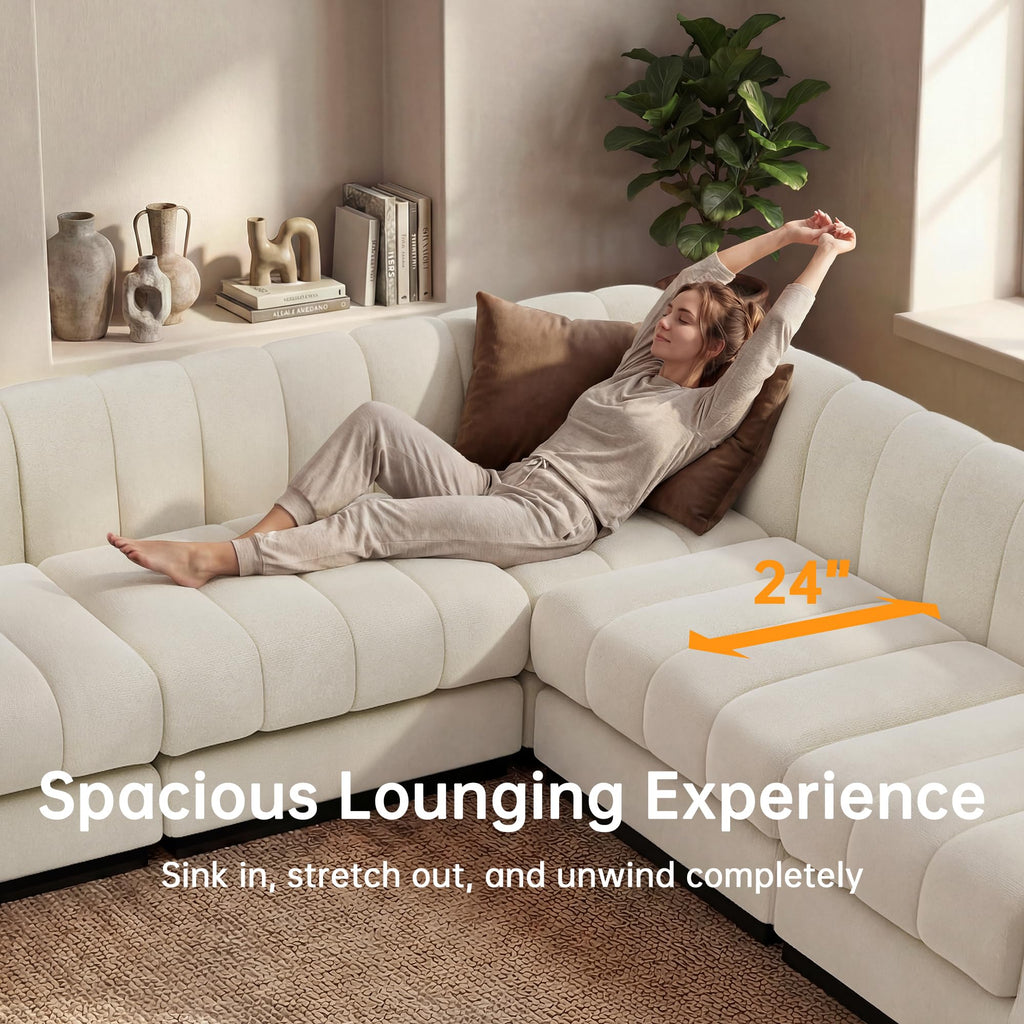 Luxury Modern Sofa, L Shaped Modular Sectional Couch, Deep Seat Sofas, Minimalist Style Comfy Couches Apartment