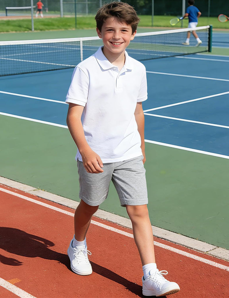 Boys Cotton Shorts Kids Athletic Casual Drawstring Shorts with Pocket
