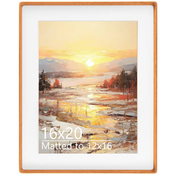 16x20 Solid Teak Picture Frame, Matted for 12x16 Photos