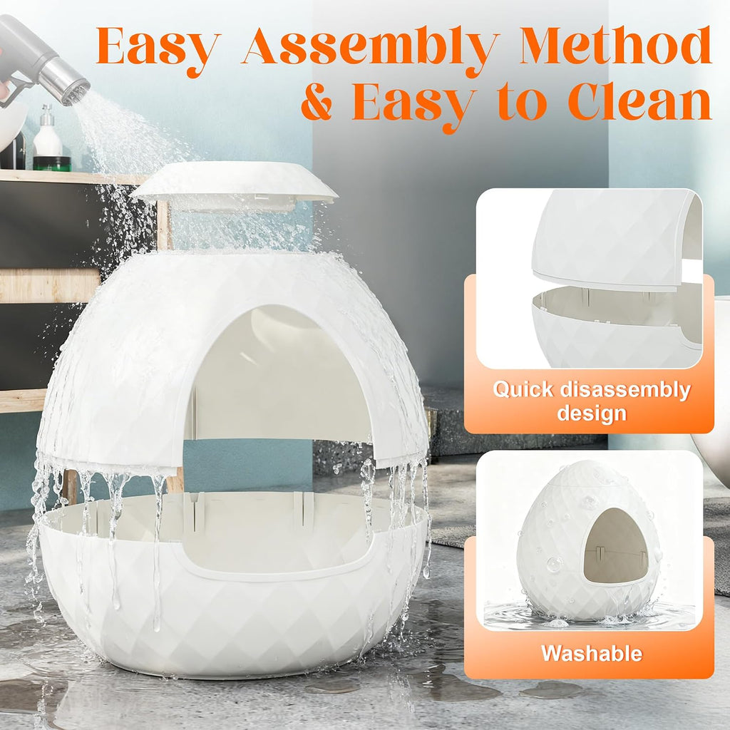 Hidden Enclosed Cat Litter Box with Lid Plant Tray, Dome Litter Box