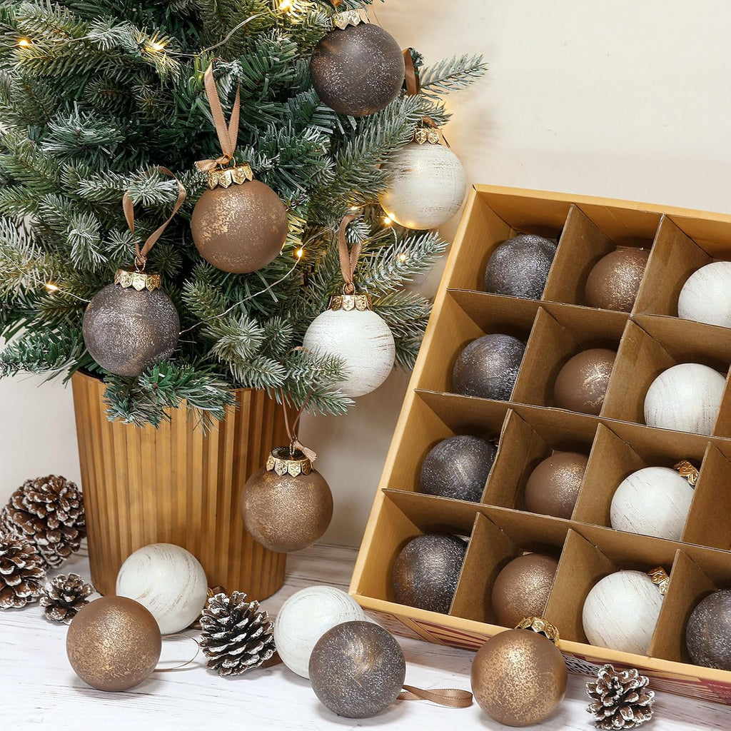Textured Christmas Ornament 2.36'' Tree Decor,Copper - Set of 24