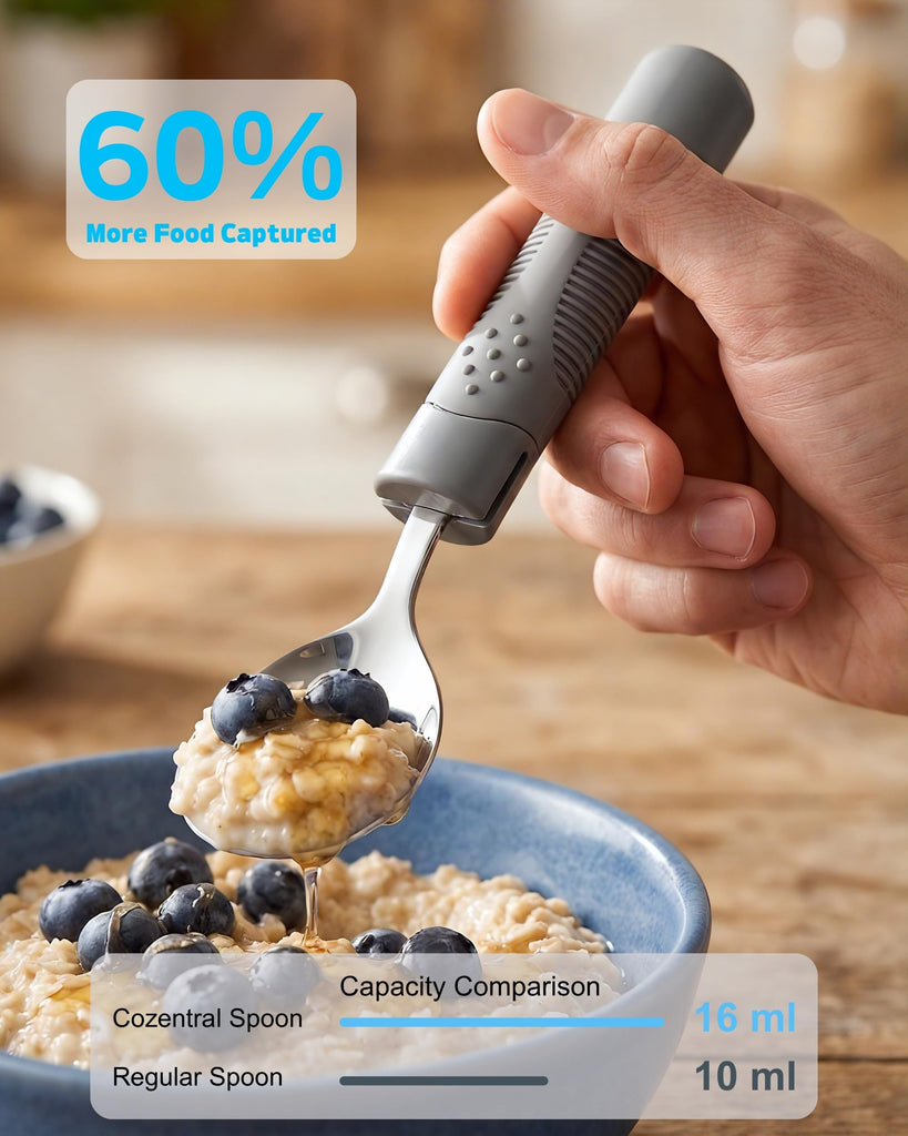 Adjustable Utensils 4 oz - Adaptive Utensils 4-Piece Set with 7 Locking Positions - Weighted Utensils for Hand