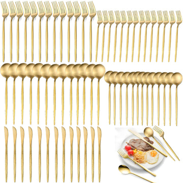600-Piece Food Grade Gold Silverware Set, Luxury Flatware Set for 120 - Premium Stainless Steel Cutlery Set with