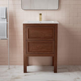 24-Inch Bathroom Vanity in Walnut with Sink