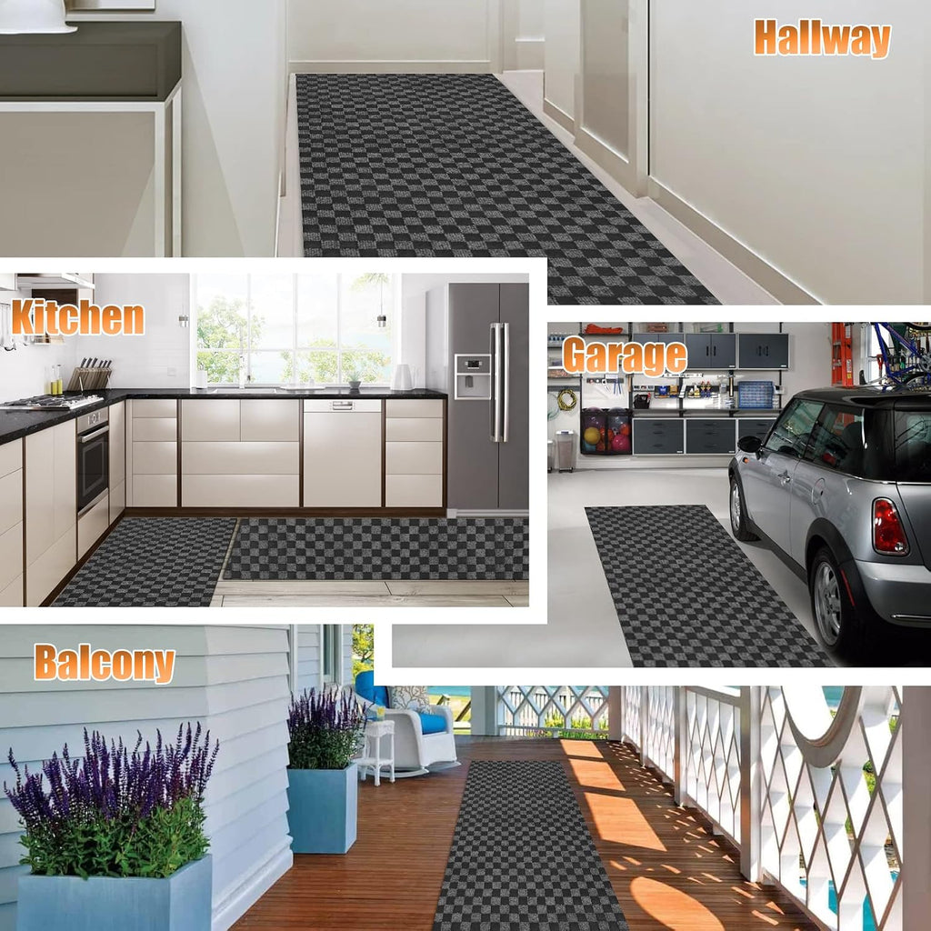 Hallway Runner Rug with Rubber Backing, Laundry Room Rug Non Slip, Washable Outdoor Indoor Rug Carpet Runner