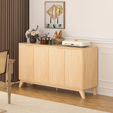 Fluted Sideboard Buffet Cabinet with Storage, Storage Cabinet with Doors and Adjustable Shelves, Buffet for Kitchen