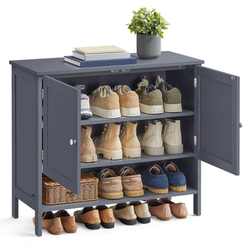4-Tier Shoe Cabinet, Farmhouse Freestanding Storage Organizer