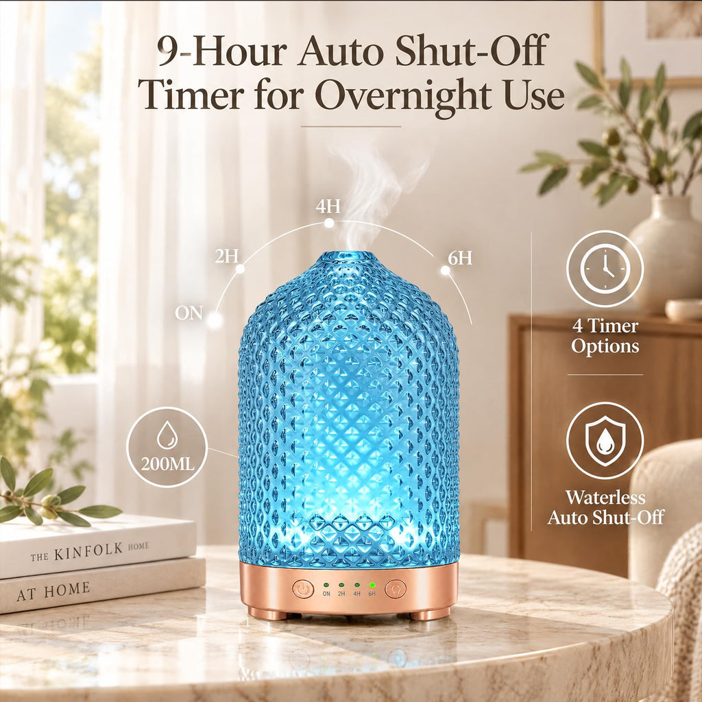 Essential Oil Diffuser, 200ml Glass Diffuser for Essential Oils