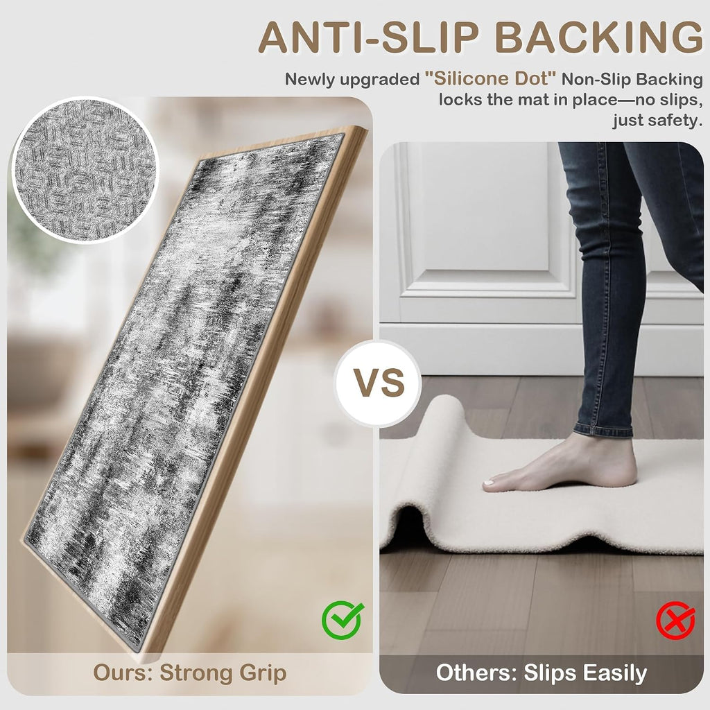 Upgrade Non Slip Kitchen Rugs Sets of 3 Washable Kitchen Mats for Floor Abstract Kitchen Runner Rug Ultra Soft Floor