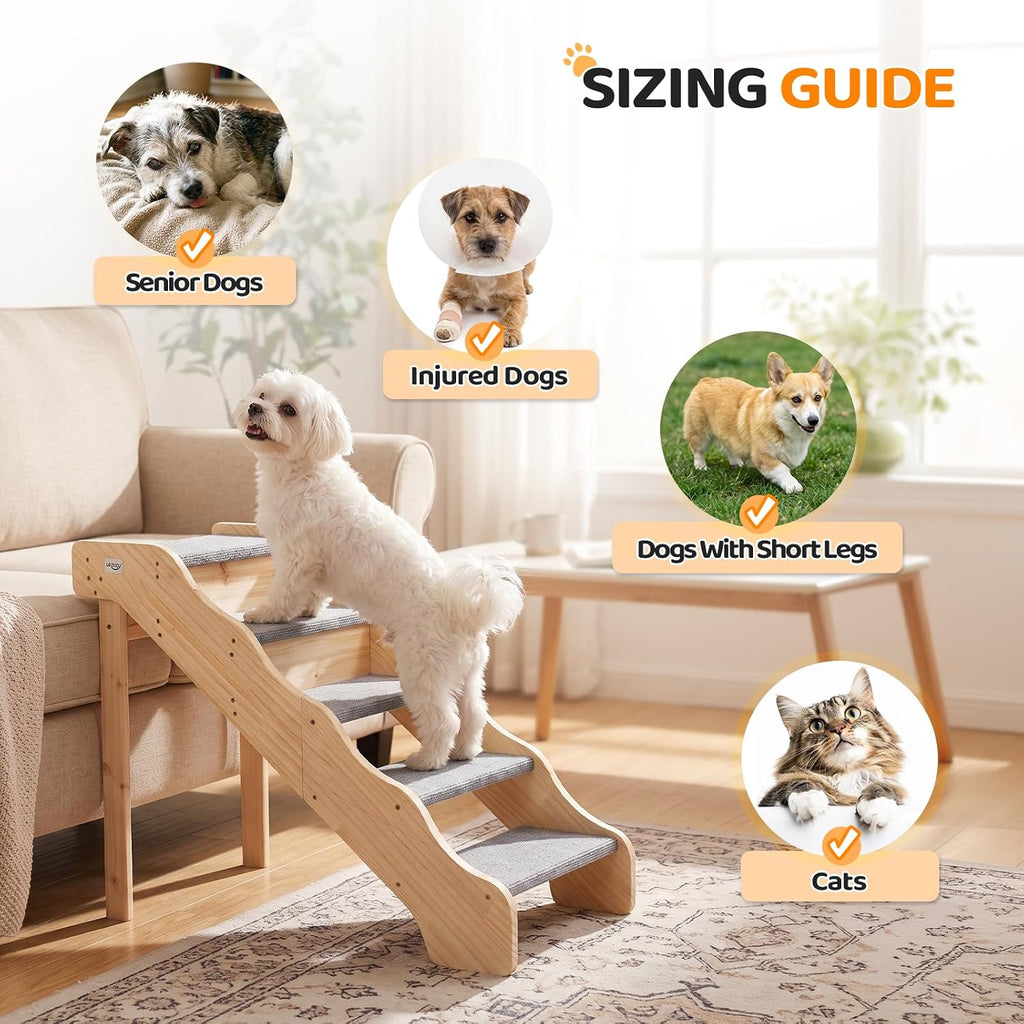 Wooden Dog Stairs, 5-Step Pet Steps