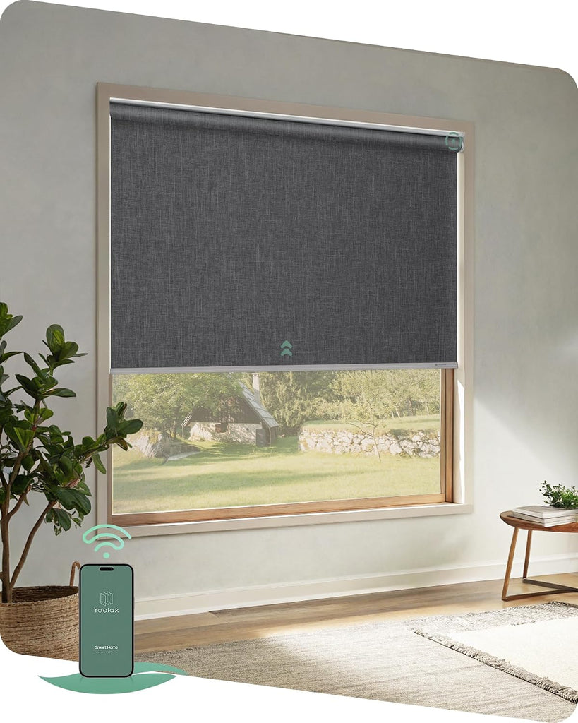 Motorized Blinds App Control, Linen Beige, | Automatic Rolle - Ashfall Gray