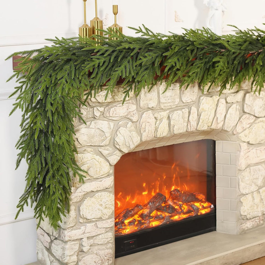 Artificial Christmas Norfolk Pine Garland for Stairs Decor (16 FT,1 PCS)