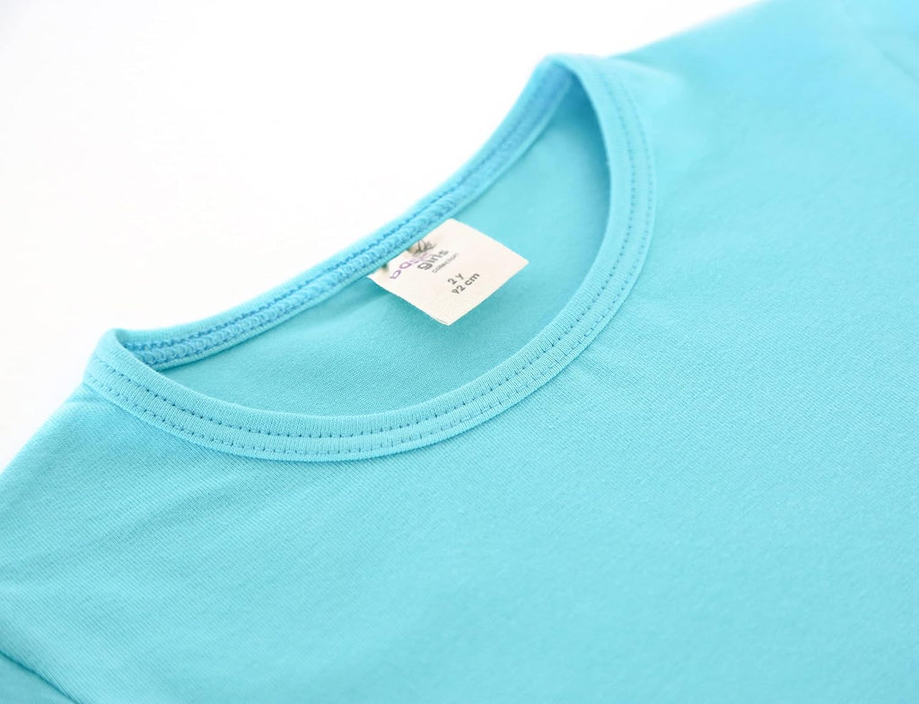 Girls' Basic Long Sleeve Round Neck Cotton T-Shirt