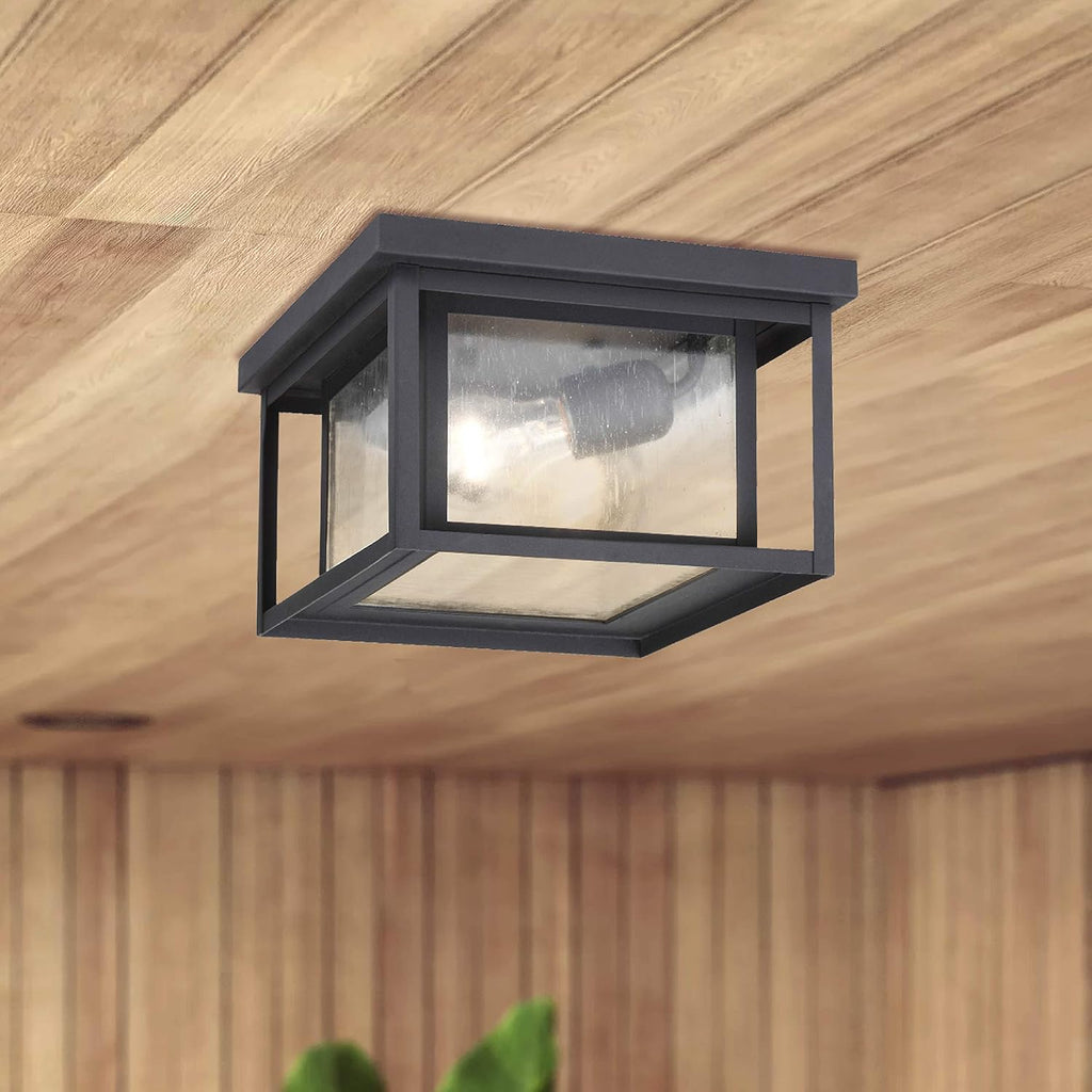 Hunnington Cast Aluminum Outdoor Ceiling Lighting, 30W, Black, Two Light, 2-Light, cETL Listed
