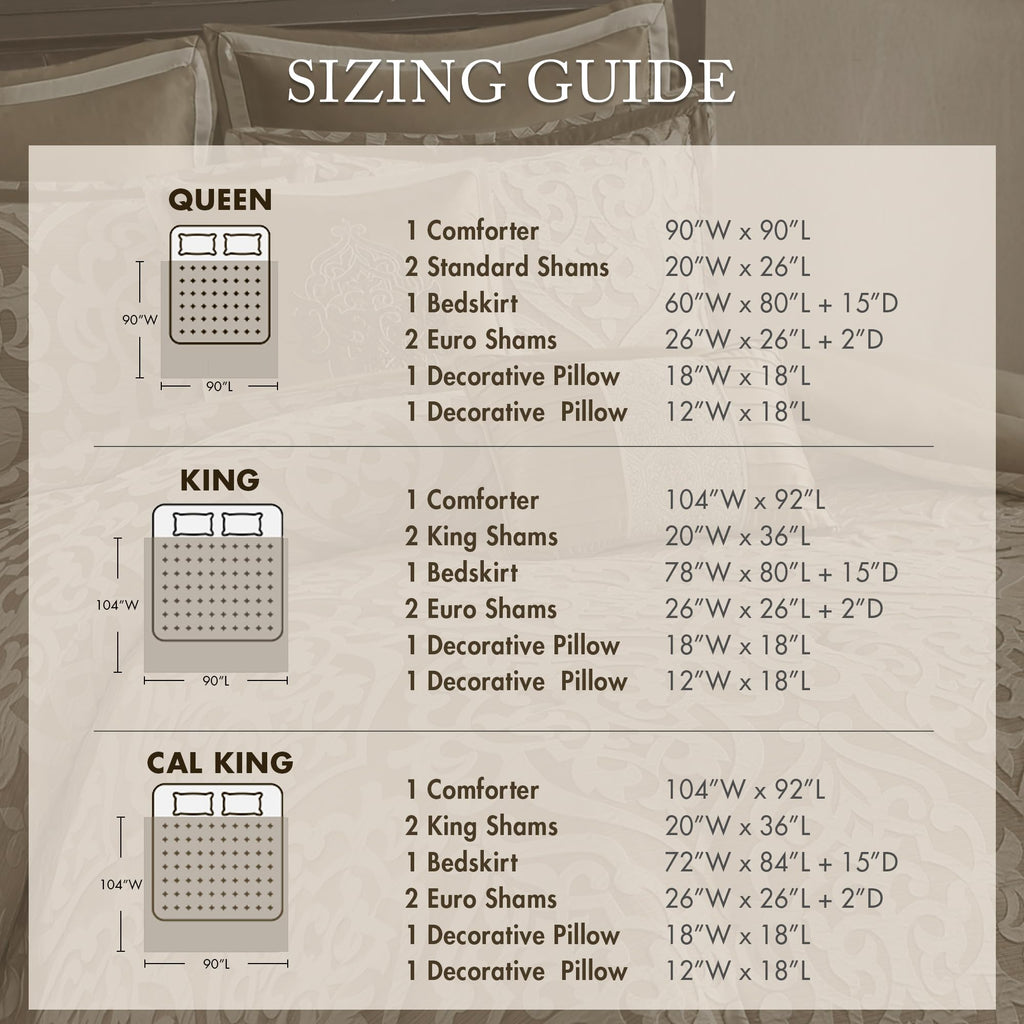 Damask Medallion Jacquard Comforter Set, 8PC King Bedding Set